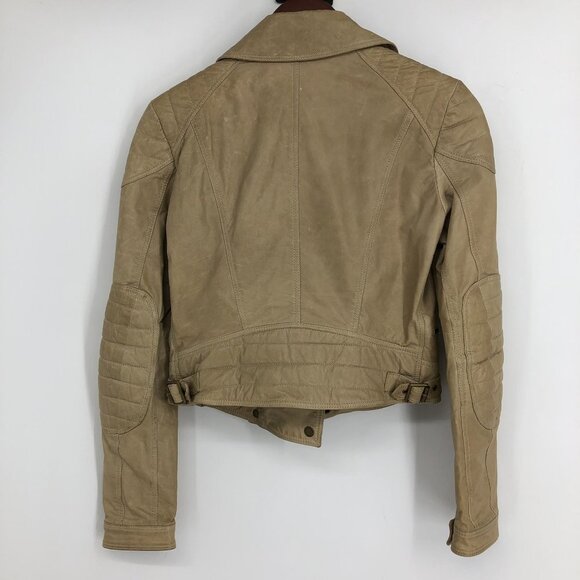 Burberry Tan Leather Women’s Moto Jacket size 6 - Picture 4 of 16